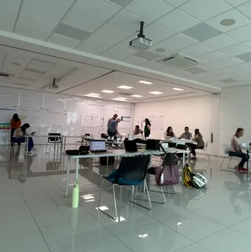 Equipo BlueWolf en una sesión de trabajo con clientes