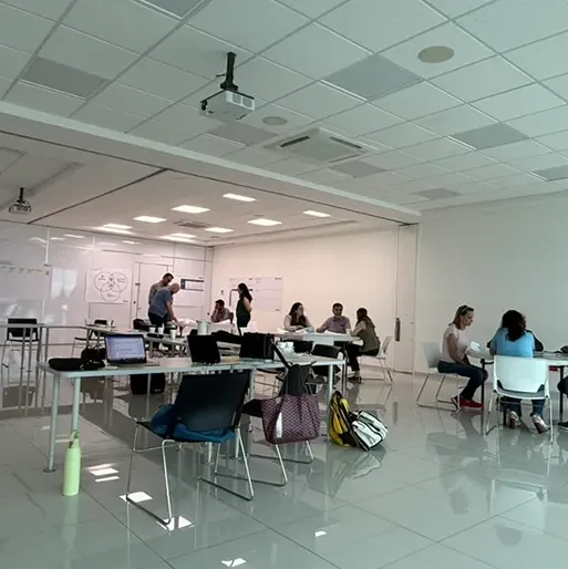 Equipo BlueWolf en una sesión de trabajo con clientes